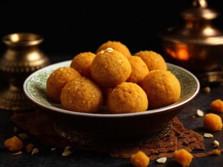 sweet Motichoor Ladoo in plate