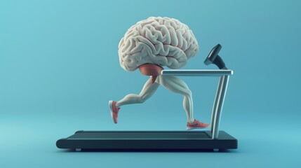 3D human brain character running animation.