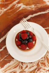 Delightful Fruit Tart on Marble Table