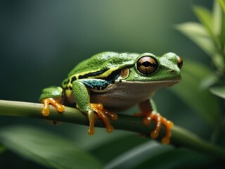 Fototapeta premium Tree frog Wallace flying frog