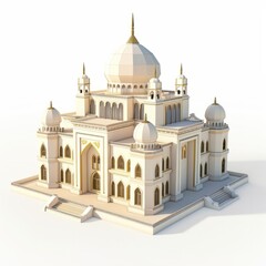 Fototapeta premium 3D Render, Low Poly style of luxurious villa, on isolated white background, Generative AI