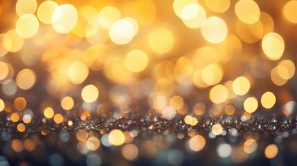 Shimmering golden bokeh lights create a magical ambiance for evening festivities.