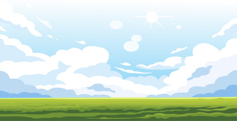 vector view of meadow in clear sky