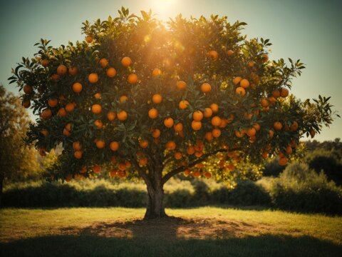 wild orange tree in sunshine