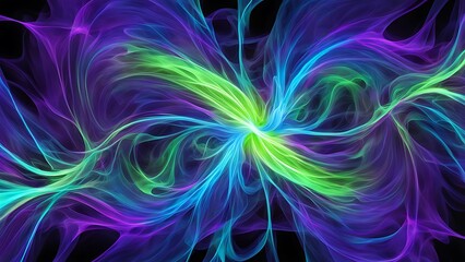 Plasma Energy: Abstract representation of flowing plasma energy in vibrant colors, with electric blues, neon greens, and purples creating dynamic, energetic patterns