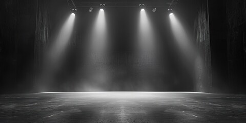 website background, bodybuilding competition stage with spotlights. minimalism, grayscale