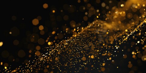 Geometric Gold Particles on a Black Backdrop - Abstract gold particles arranged in a minimalist geometric pattern on a black background