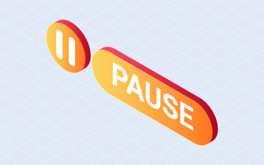 Isometric pause isolated on white background