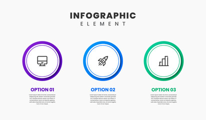 Vector Graphic of Infographic Element Design Templates with Icons and 3 Options or Steps. Suitable for Process Diagram, Presentations, Workflow Layout, Banner, Flow Chart, Infographic.