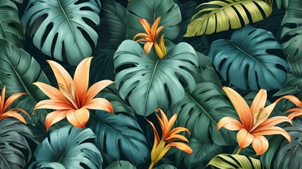 Fototapeta premium Tropical Green Leaf Garden