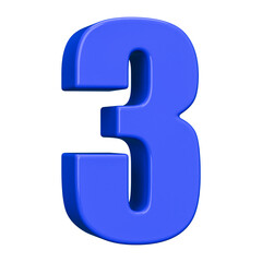 Blue 3D Number 3