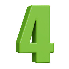 3D Green Number 4