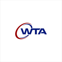 WTA Initial Logo Design. Dynamic Blue Circle Symbol with Geometric Letter. Modern, Minimalist Vector Icon for Sport, Financial, and Corporate Brand Identity. Clean, Elegant Logotype Concept