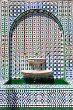 Ornate tiled fountain, Asma Bint Alawi Mosque, Muscat, Oman