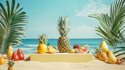 Tropical Fruit Paradise on a Sandy Beach