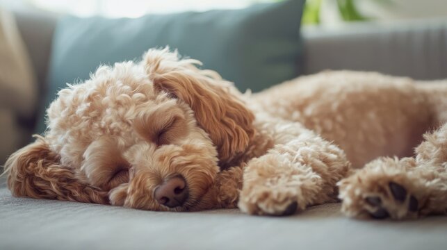 眠るトイプードル