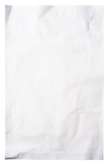 Blank crumpled white paper sheet isolated on transparent background
