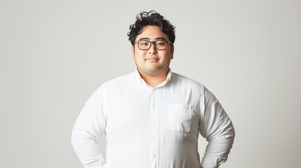 Obraz premium ぽっちゃりとした体型のアジア人男性