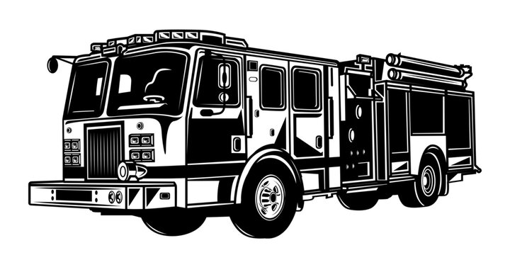 Fire Truck | 911 Emergency | First Responder | Fire Department | Fire Officer | Fire Station | Firefighter | Firefighter Dad | Original Illustration | Vector and Clipart | Cutfile and Stencil