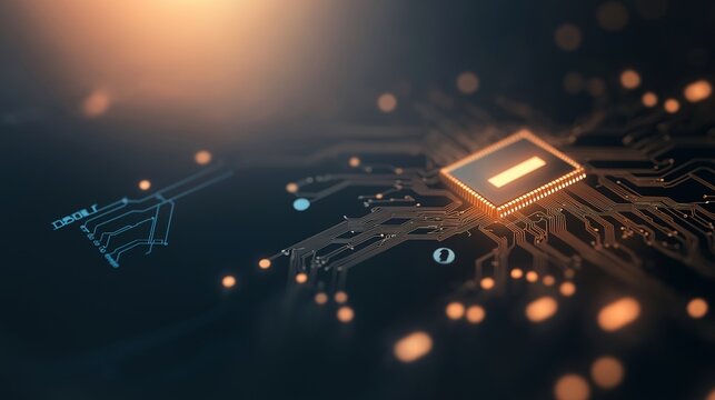 The Heart of Innovation: A glowing CPU chip, the core of modern technology, sits amidst a complex network of circuit boards, representing the power and potential of digital advancements.  