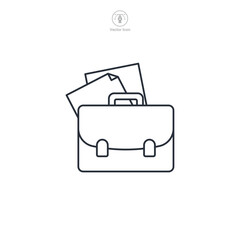 Briefcase with document icon symbol vector illustration isolated on white background