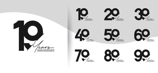 anniversary logo style set with black color can be use for celebration moment
