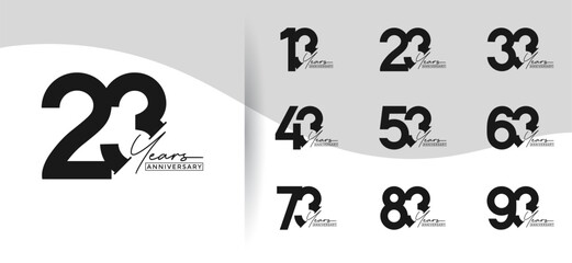 anniversary logo style set with black color can be use for celebration moment
