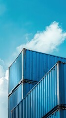 blue container boxes with blue sky