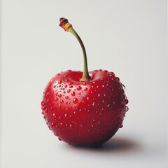 A vibrant image of a red apple covered in water droplets.