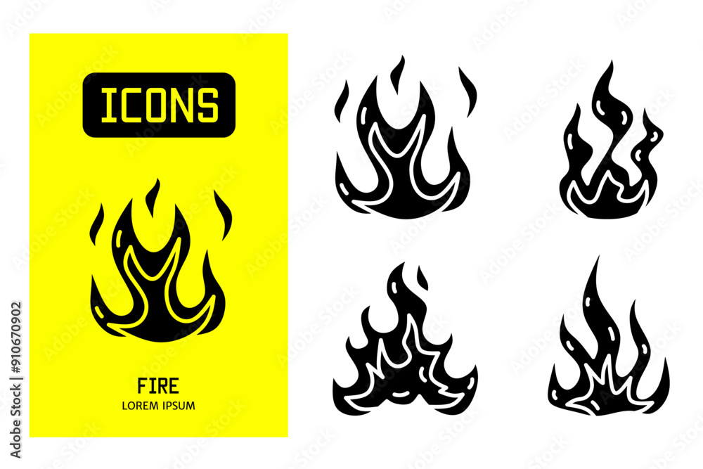 Canvas Prints Set of flat icons of fire. Vector design for business and stock.