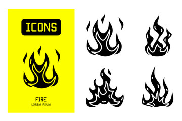 Set of flat icons of fire. Vector design for business and stock.