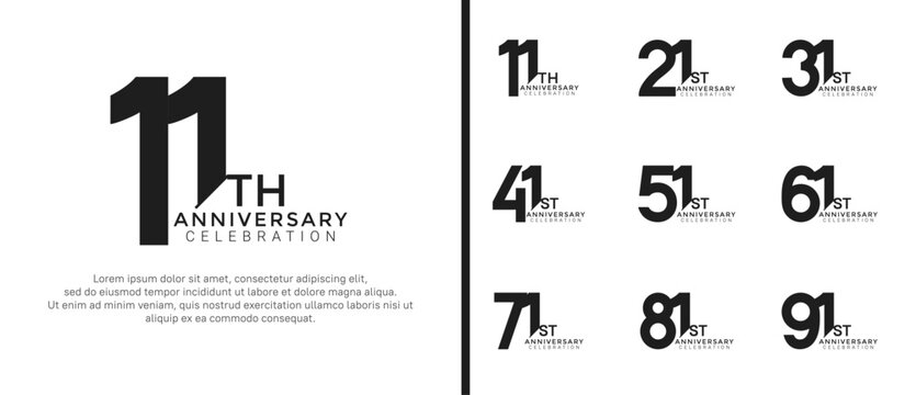anniversary logo style set with black color can be use for celebration moment