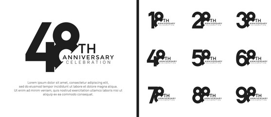 anniversary logo style set with black color can be use for celebration moment