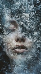 Abstract beautiful woman face design banner.