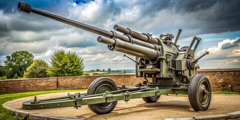 Anti aircraft gun used during WW2, WW2, anti aircraft, gun, military, weapon, defense, warfare, historical, artillery
