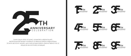 anniversary logo style set with black color can be use for celebration moment
