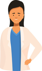 Friendly doctor is smiling with her hand on her hip