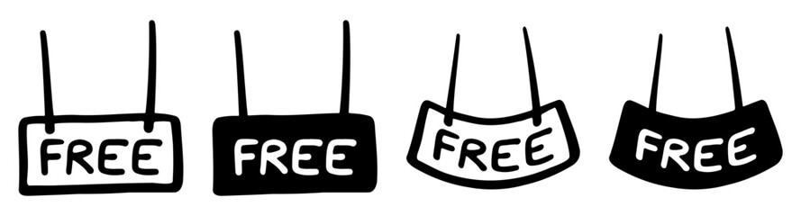 free hanging sign board vector silhouette. store. label.