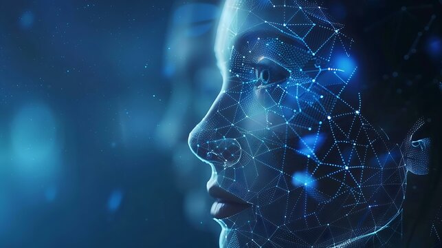 Digital representation of a human face, showcasing the interconnectedness of data and technology.