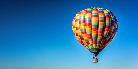 Obraz premium Hot air balloon isolated in clear blue sky , adventure, floating, transportation, colorful, freedom, flying, travel, journey