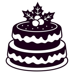 Christmas cake icon vector art illustration