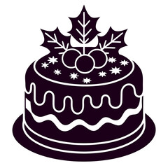 Christmas cake icon vector art illustration