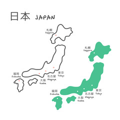 シンプルな日本地図　イラスト