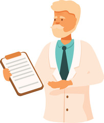 Medical professional is holding a clipboard and explaining something