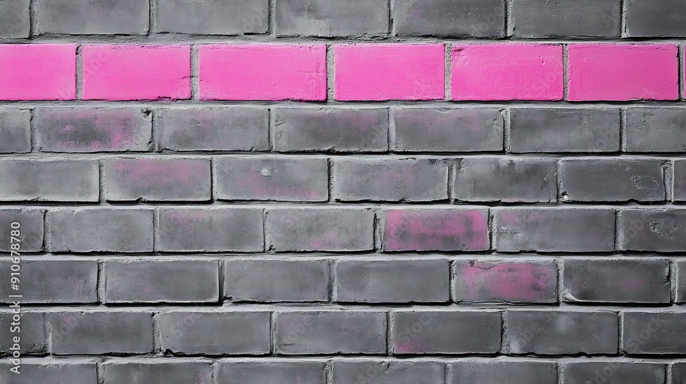 Aufkleber its a grey brick wall with pink color bar its suitable for being powerpoint template post card backg