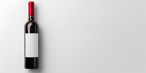 Red Wine Bottle with Blank Label on Minimalist Grey Background