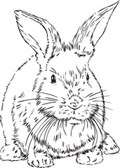 Bunny rabbit vector black and white illustration