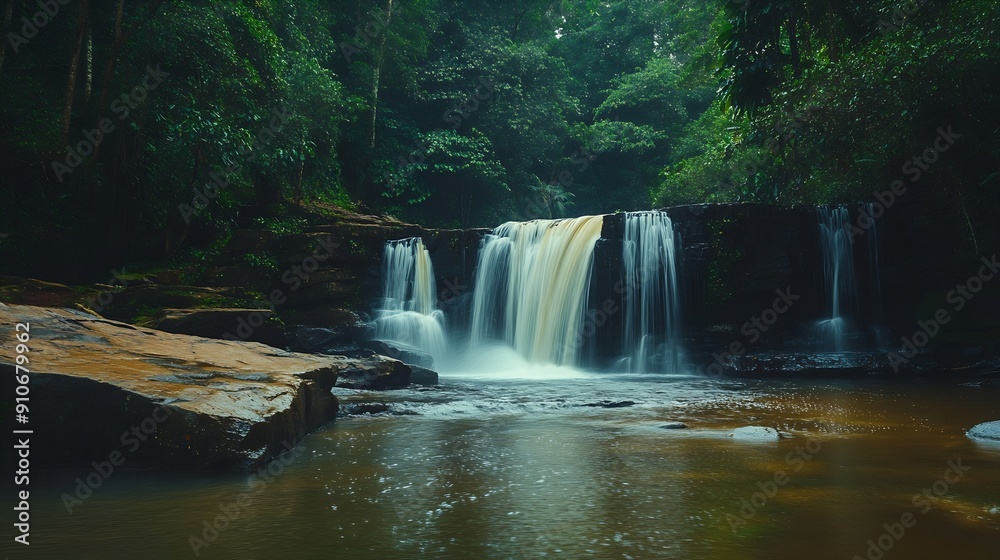 Poster the waterfall named pha takien waterfall in pang sida national park is a popular destination for its