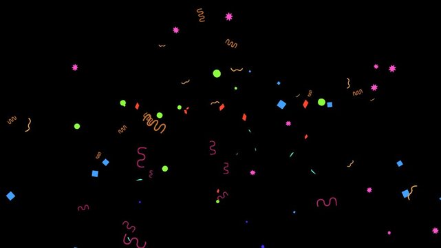 2d Colorful party confetti particles animation motion graphic with alpha background