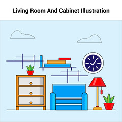 Living Room And Cabinet Illustration